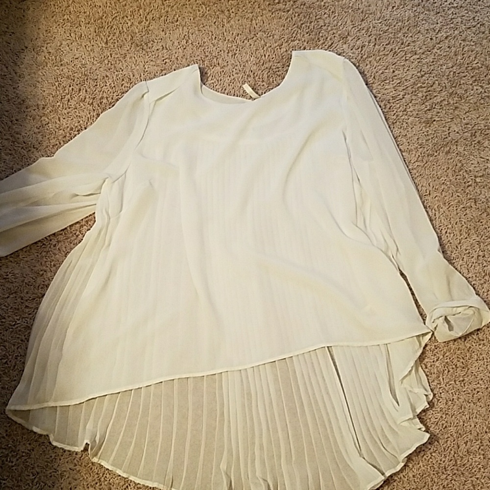 Cream colored sheer blouse pleated back